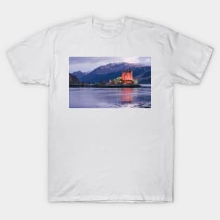 Eilean Donan Castle on a winter evening  in the Highlands of Scotland , Eilean Donan Castle is one of the finest Scottish castles for photography T-Shirt